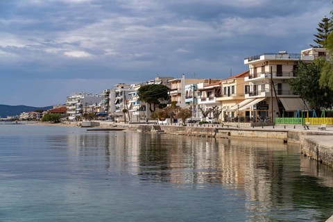The waterfront in Nea Styra, Euboea island or Evia, Greece