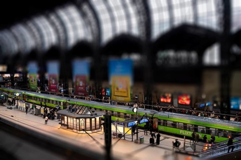 Interior view, Flixtrain, RE, Regional-Express, trains, tracks, platform, traveler, thumbnail view,