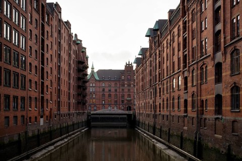 Warehouses, façade, brick building, Hamburger Speicherstadt, Hafencity, Canal, Free and Hanseatic