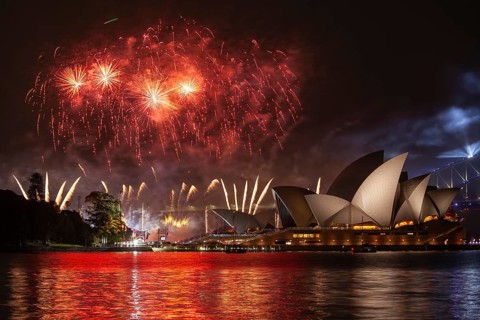 Sydney 2021 Australia Day fireworks in the harbor