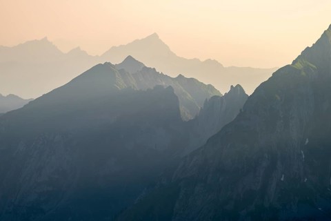 View of the surrounding peaks from the Rotstein Pass, Alpstein, Appenzell, Switzerland
