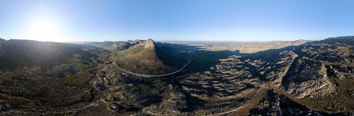 Parkhuispas mountain pass, aerial view of mountains and countryside, Cederberg Mountain Catchment