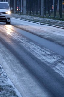 Winter, slippery roads with snow and ice, slippery roads, Germany