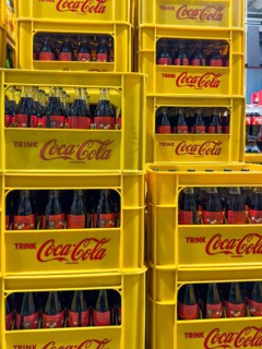 Bottles stacked in boxes Soft drink without sugar Coca-Cola Coke Coca Cola Zero Sugar, Germany