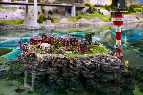 Interior view, populated replica of an island in Norway, Scandinavia, miniature wonderland, Free