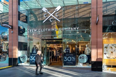 Crew Clothing Company shop store, city centre shopping area, Princesshay, Exeter, Devon, England,