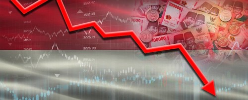 Indonesia Financial Crisis on Economic Graph. Financial Fall Indonesian on Economy Market