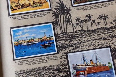 German colonies. Daresalam harbour front. German East Africa. An anthology published by