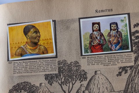 German colonies. Cameroon German Southwest Africa. Masked locals, referred to as Negroes in the