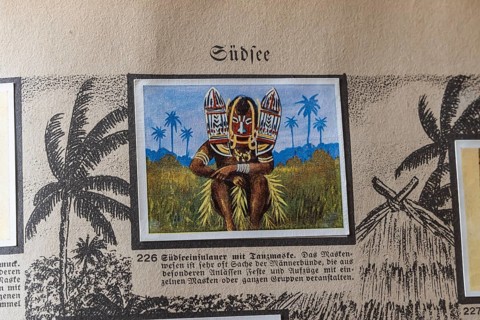 German colonies. South Seas. South Sea islander with dance mask. An anthology published by