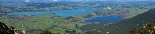 Panorama from Tegelberg, 1881m, on Schwangau, Waltenhofen, Hopfensee, Forggensee and Bannwaldsee,