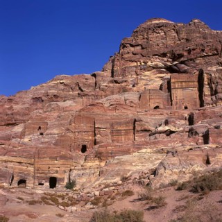 Tombs in Farasa Gorge, Nabatean rock town Petra, Jordan