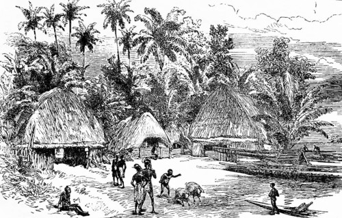 Village on the Admiral Islands in the Bismarck Archipelago, Pacific Ocean, Manus, inner tropics,