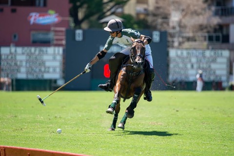 Portrait of polo player Bautista Bayugar from the La Hache Cria y Polo team at the 132nd Argentine