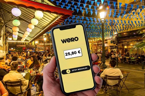 Symbolic image, photo montage, about the European WERO payment service, currently you can only send