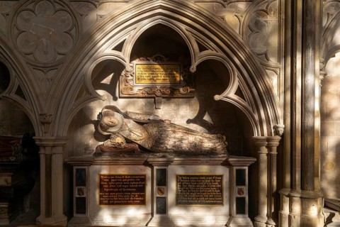Memorial tomb effigy Lady Dodderidge, died 1617, Exeter cathedral church, Exeter, Devon, England,