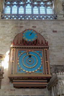 Astronomical clock inside Exeter cathedral church, Exeter, Devon, England, UK