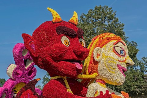 Figures at the Rekken flower parade, Gelderland, Netherlands