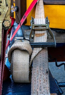 Detailed photo, safety belts for transporting heavy objects, Berlin, Germany