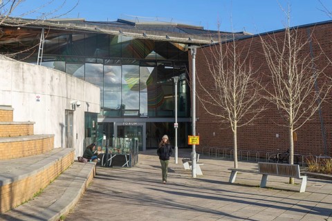 Exterior of the Forum building, Streatham Campus, University of Exeter, Exeter, Devon, England, UK