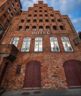 Historic brick building built in 1216, today the Hotel Anno 1216, Hanseatic City of Lübeck,
