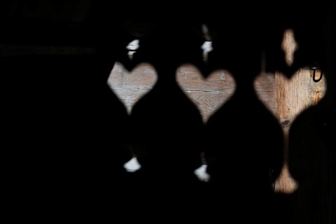 Shadows of a balustrade, Maihaugen open-air museum with houses and objects from farms in