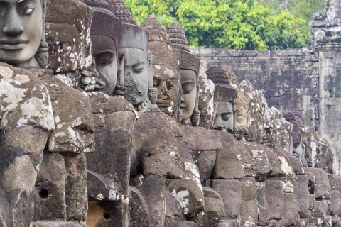 54 demons on the bridge at the south gate of Angkor Thom (Hindu myth of the Cherry of the Milk