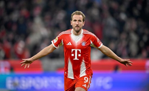 Goal cheer Harry Kane FC Bayern Munich FCB (09) gesture gesture, Allianz Arena, Munich, Bavaria,