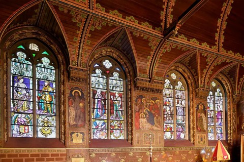 Holy Blood chapel, Figurative stained-glass window, Bruges, Belgium