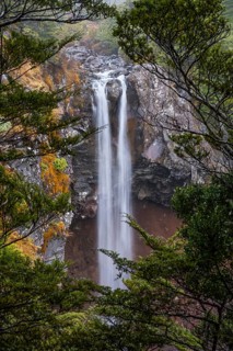 Mangawhero Falls waterfall. Where the Lord of the Rings film trilogies was filmed. Long exposure,