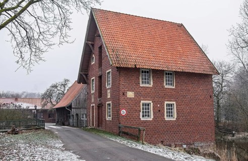 Düstermühle am Fluss Dinkel, Wassermühle, Legden, Ortsteil Wehr, Münsterland, North