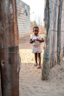 Young girl in a village, locals, Caprivi Strip, Namibia