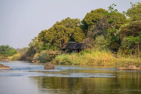 Camp Kwando, landscape on the Kavango River, Zambezi region, Caprivi Strip, Namibia