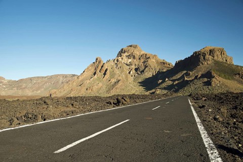 Europe, Spain, Canary Islands, Tenerife, Teide National Park, road, Montana de Chasna behind