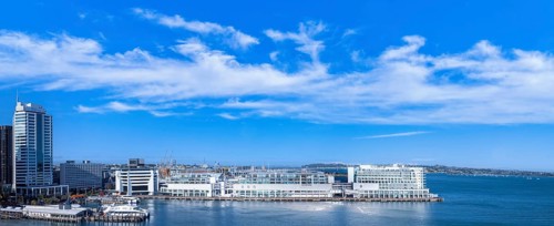 Scenic panoramic views of Auckland skyline and financial downtown city center