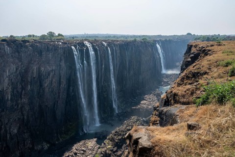 Water plunges into the depths, Victoria Falls and Gorge, Zimbabwe