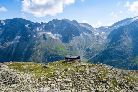 Mountain lodge Bergseehütte, Göscheneralp, Canton of Uri, Switzerland