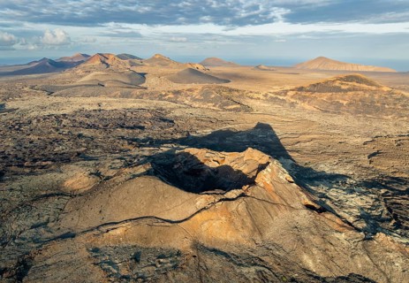Volcán de Las Nueces volcano, picturesque volcanic landscape with volcanic craters and lava fields