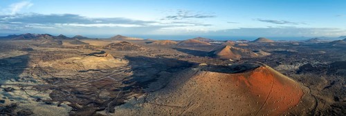 Panorama, Caldera Colorada volcano and Volcán de Las Nueces, picturesque volcanic landscape with