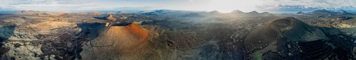 Panorama, Caldera Colorada volcano and Montaña Negra, picturesque volcanic landscape with volcanic