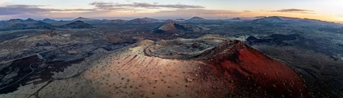 Panorama, Caldera Colorada volcano, picturesque volcanic landscape with volcanic craters at