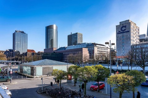 The skyline of downtown Dortmund, North Rhine-Westphalia, Germany