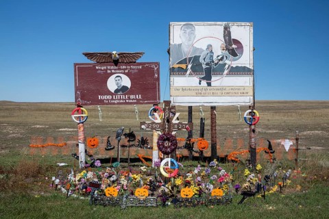 Kyle, South Dakota - A memorial on the Pine Ridge Indian Reservation for Todd Little Bull. Little