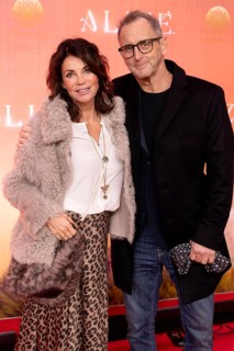Gerit Kling with man Wolfram Becker at the Cirque du Soleil Alizé world premiere at the Berliner