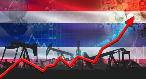Growth of oil industry with Pakistani flag. Oil pumps with Pakistani flag. Oil production with
