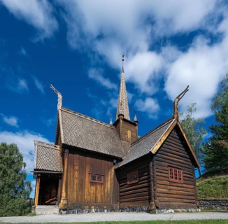 Garmo Stave Church, Maihaugen open-air museum with houses and objects from farms in Gudbrandsdal,