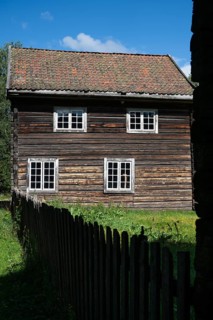 Wooden house on a historic farm, Maihaugen open-air museum with houses and objects from farms in
