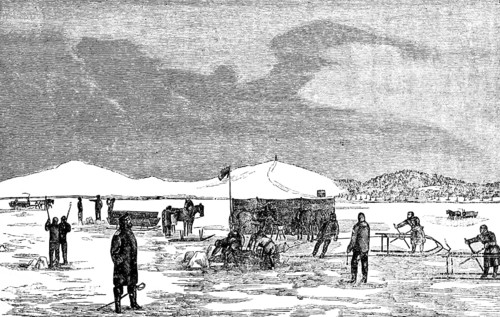 Fishing on the seashore in East and West Prussia, Nidden, profession fisherman, frozen lagoon,