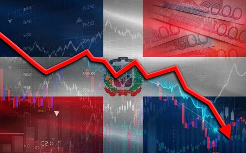 Dominican Republic financial fall on economy market. Dominican Republic financial crisis on