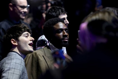 Finn Wolfhard and Caleb McLaughlin with their fans - Stranger Things season 5 fan event, Tempelhof